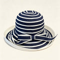 Striped Curved Brim Bucket Hat, Summer Beach Sun Hat With Bow
