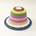 Rainbow Stripe Woven Bucket Hat, Summer Beach Handmade Sun Hat