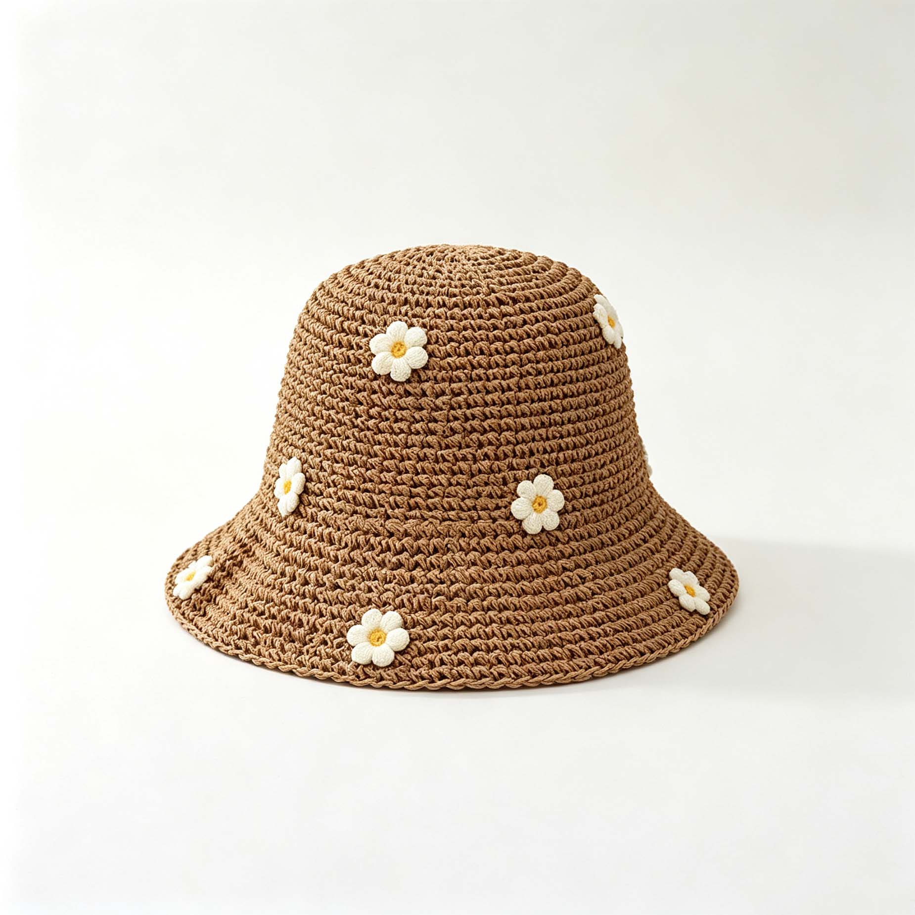 3D Flower Woven Bucket Hat, Fresh Summer Beach Straw Sun Hat