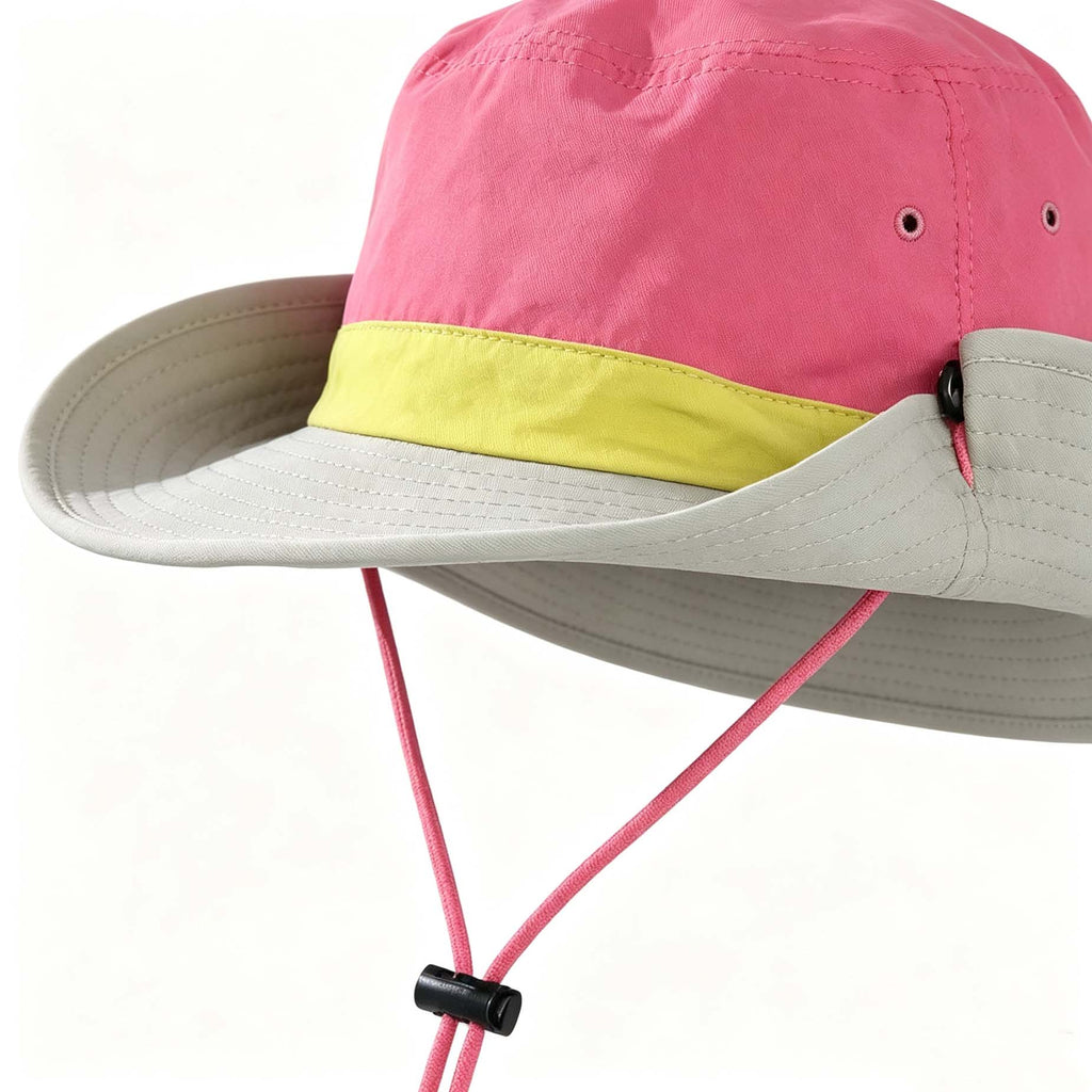 Color Block Outdoor Bucket Hat, Adjustable Windproof Hiking Sun Hat