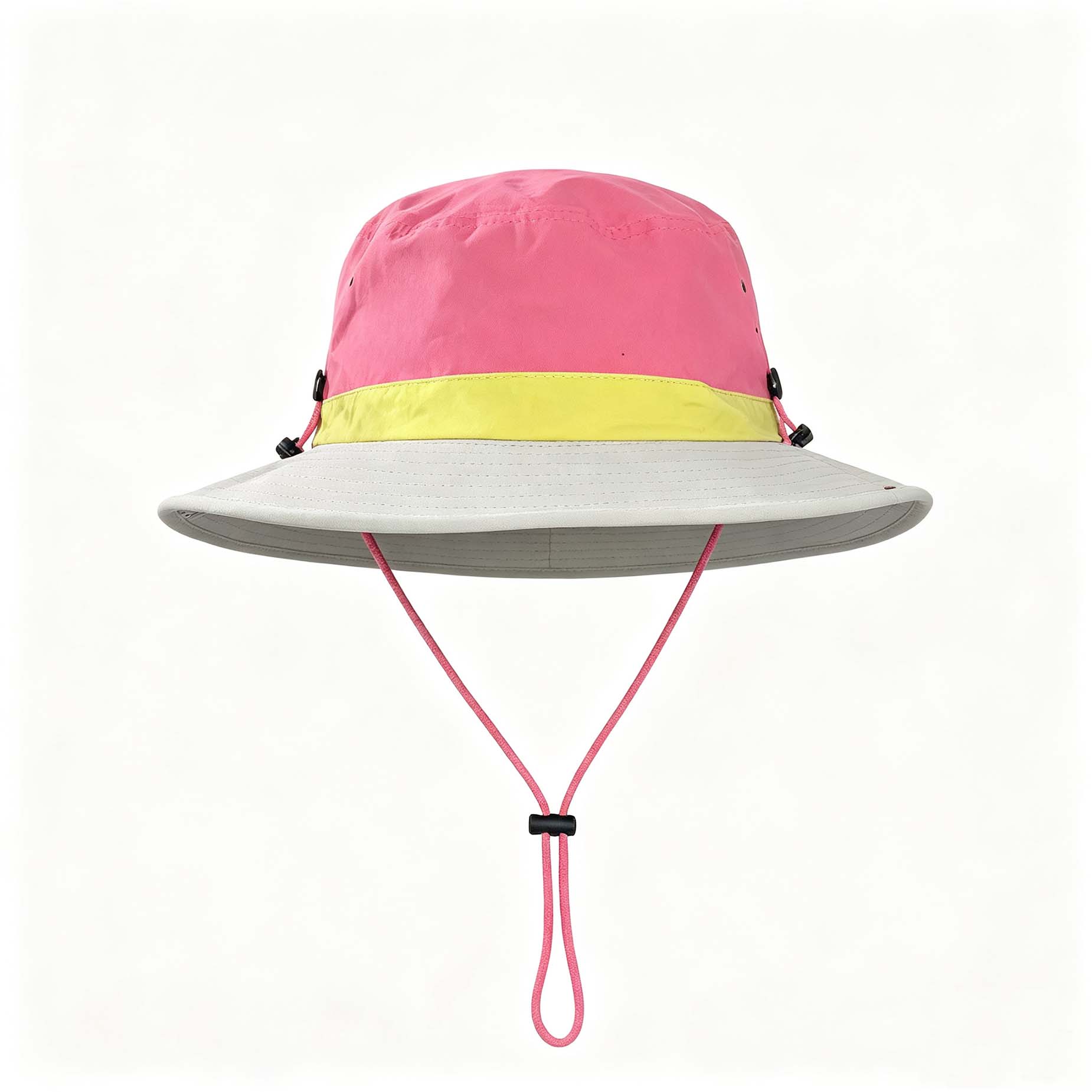 Color Block Outdoor Bucket Hat, Adjustable Windproof Hiking Sun Hat
