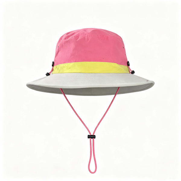 Color Block Outdoor Bucket Hat, Adjustable Windproof Hiking Sun Hat