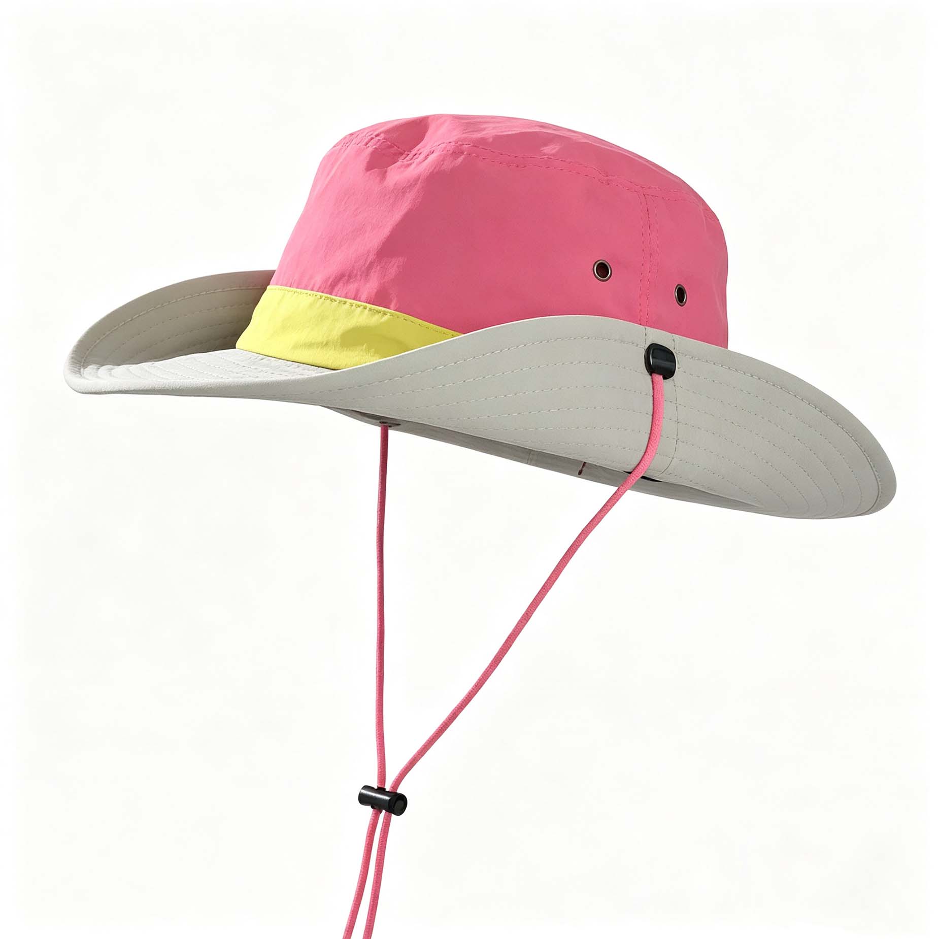 Color Block Outdoor Bucket Hat, Adjustable Windproof Hiking Sun Hat