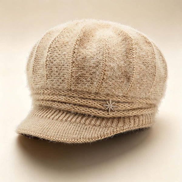 Thick Knit Newsboy Cap, Windproof Warm Winter Beanie Hat