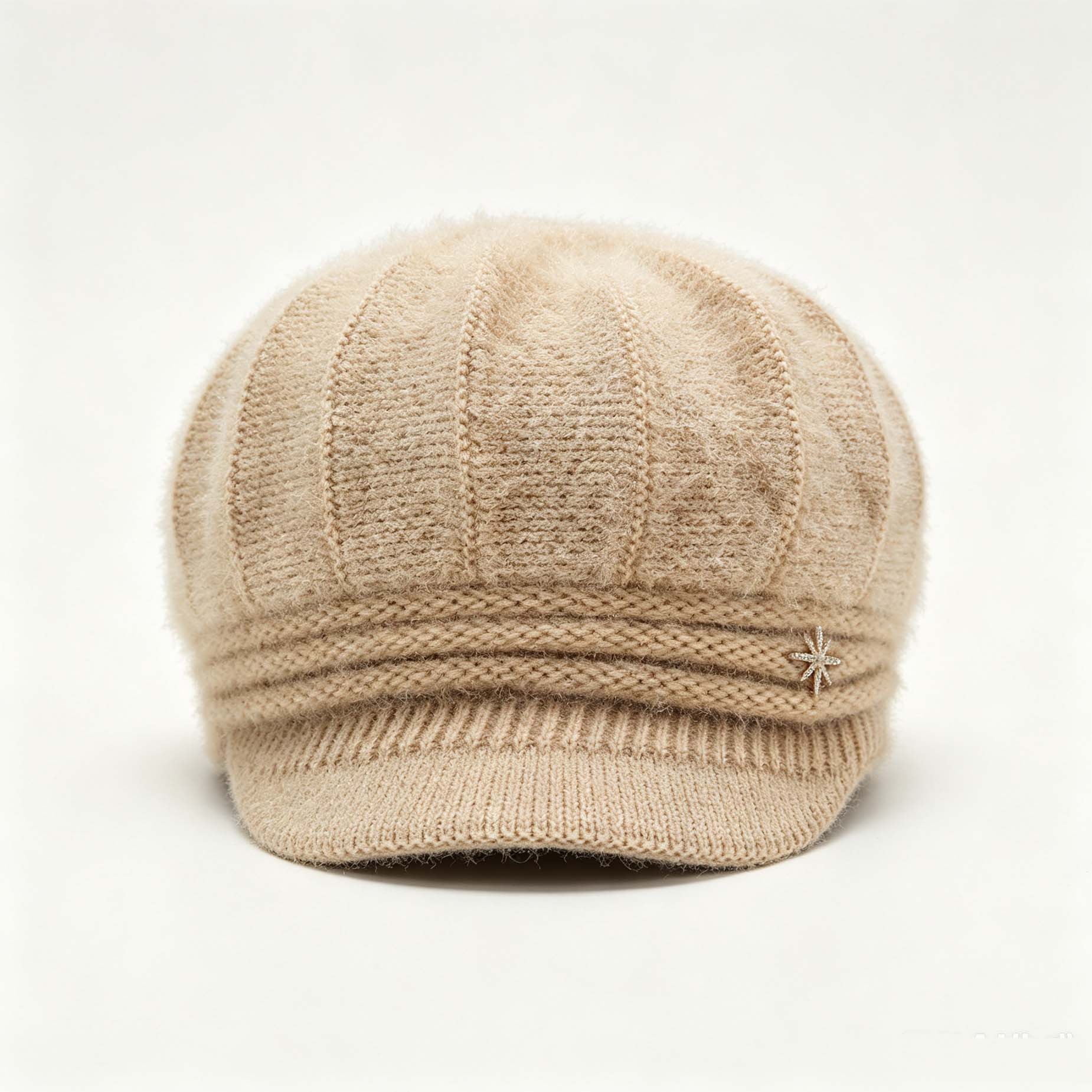 Thick Knit Newsboy Cap, Windproof Warm Winter Beanie Hat