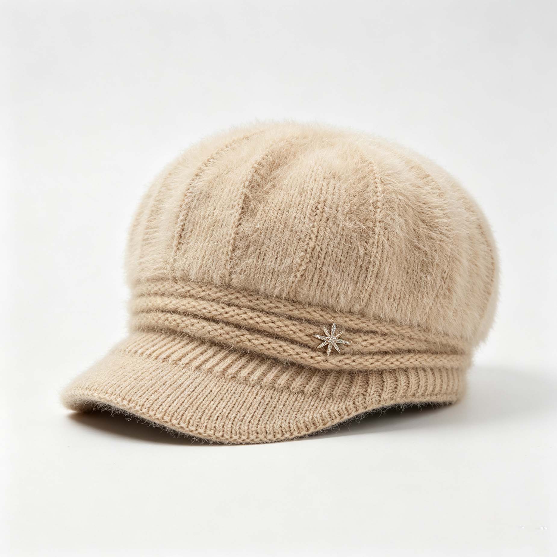 Thick Knit Newsboy Cap, Windproof Warm Winter Beanie Hat