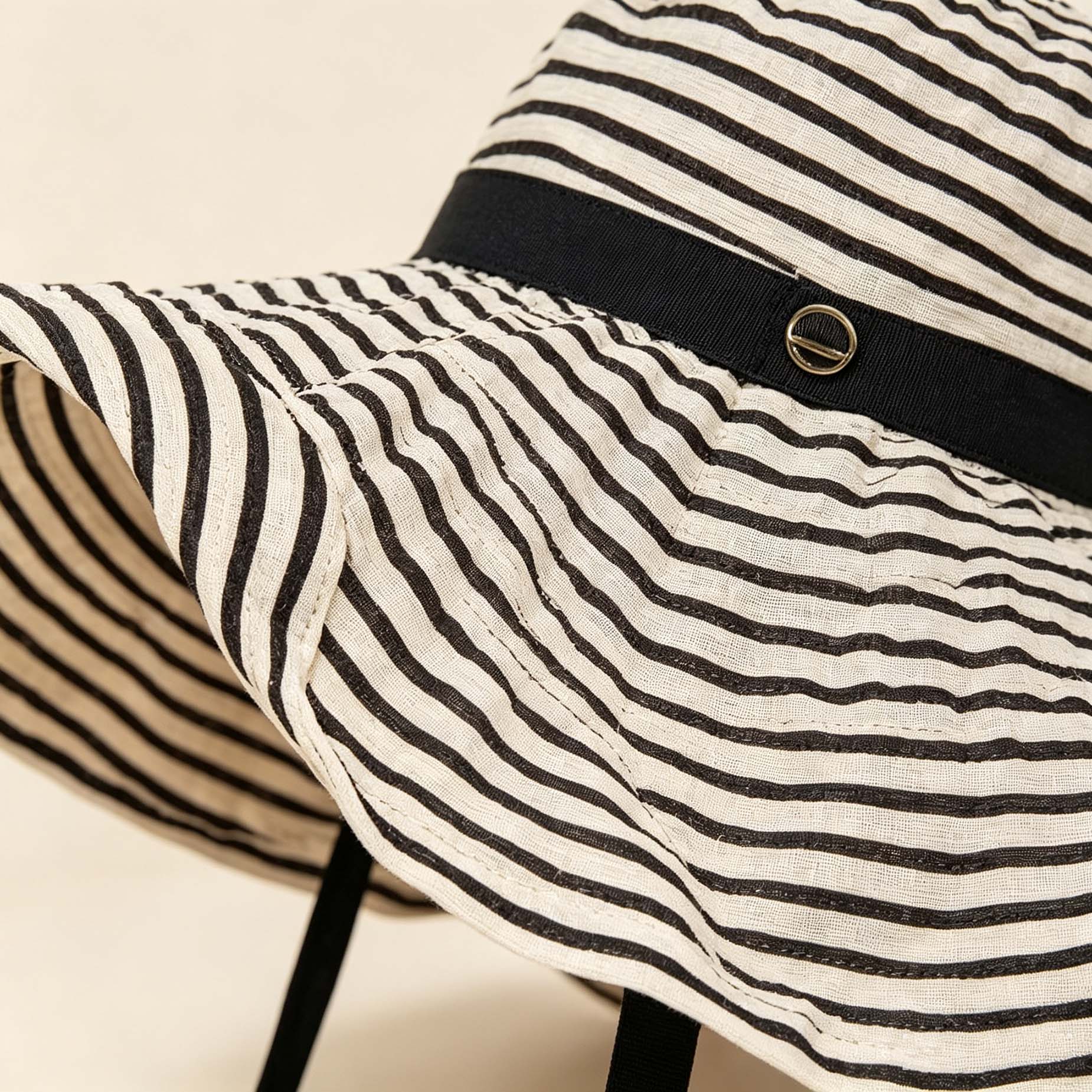 Striped Wide Brim Bucket Hat, Foldable Summer Outdoor Sun Hat