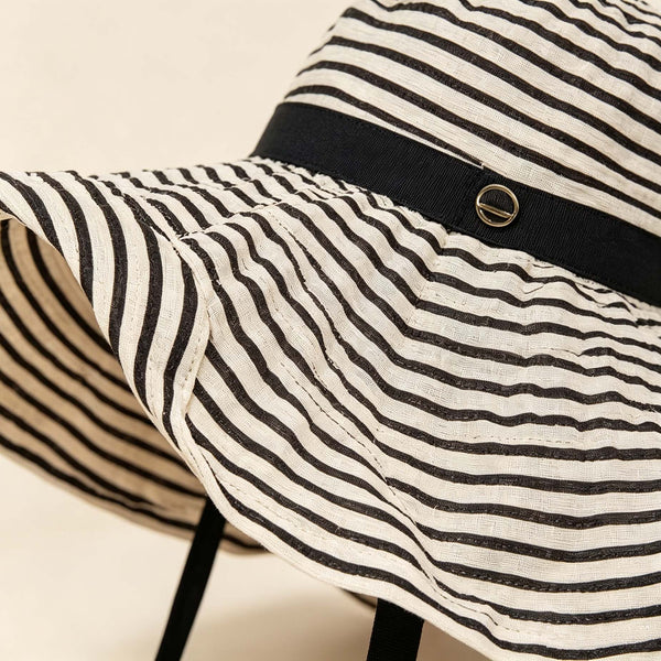Striped Wide Brim Bucket Hat, Foldable Summer Outdoor Sun Hat
