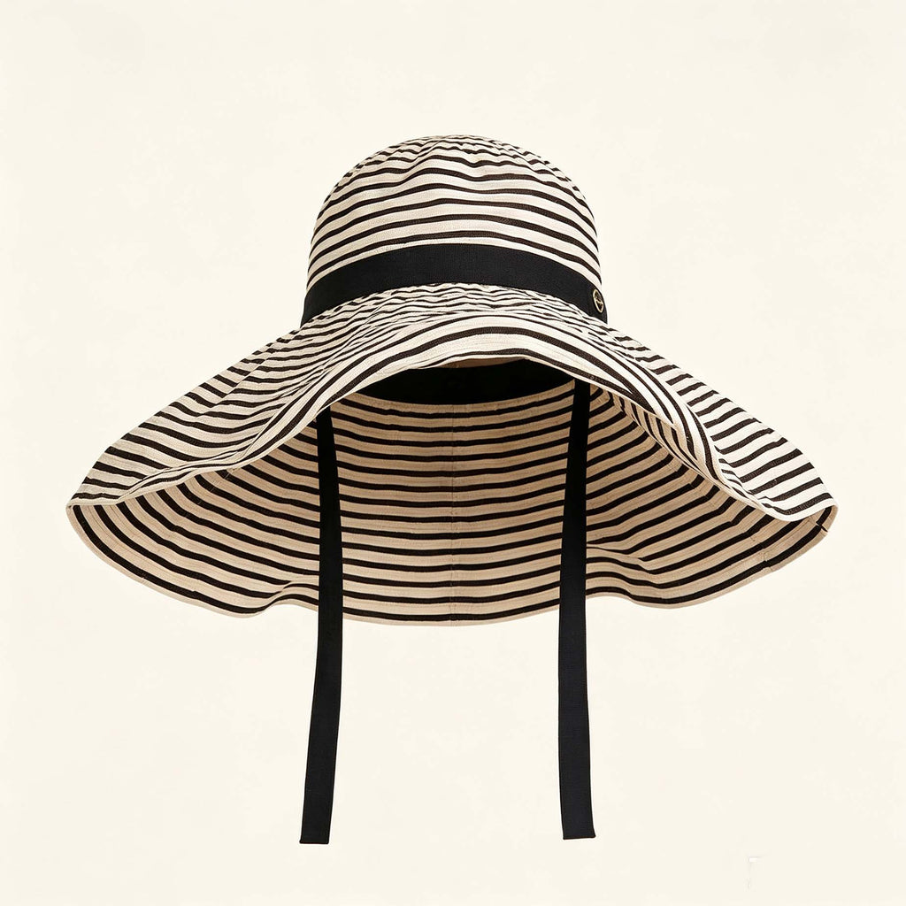 Striped Wide Brim Bucket Hat, Foldable Summer Outdoor Sun Hat
