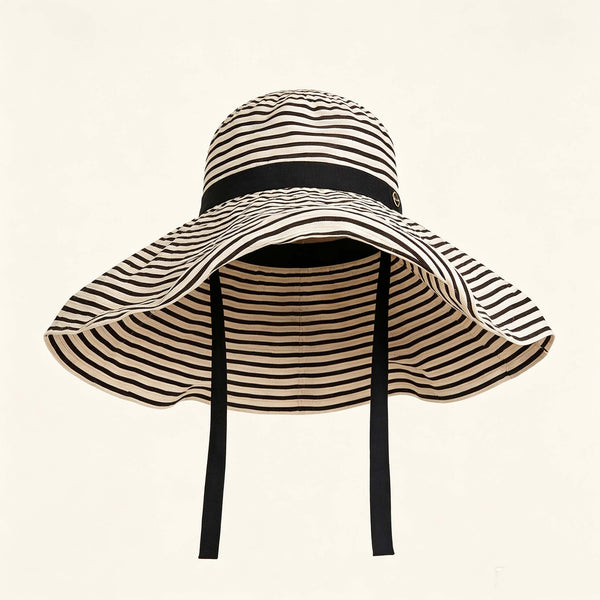 Striped Wide Brim Bucket Hat, Foldable Summer Outdoor Sun Hat