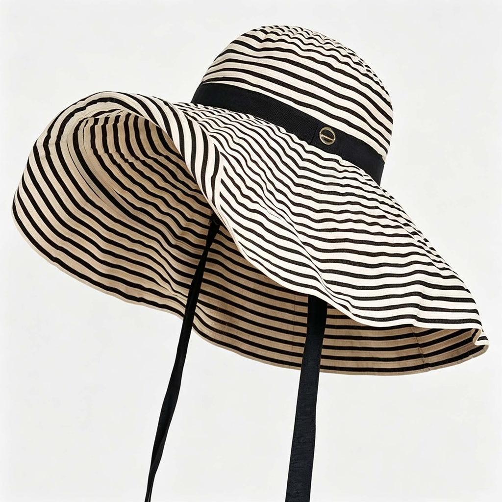 Striped Wide Brim Bucket Hat, Foldable Summer Outdoor Sun Hat